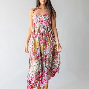 L/XL Patti Side Slit Maxi Dress - Vintage Summer Floral